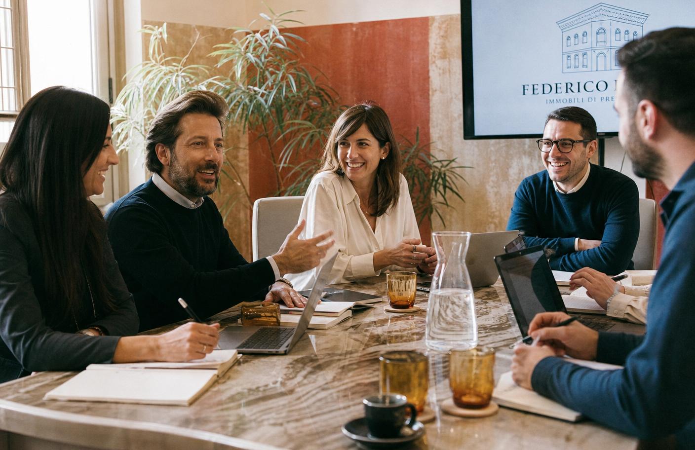 Team commerciale in riunione durante una sessione di formazione
